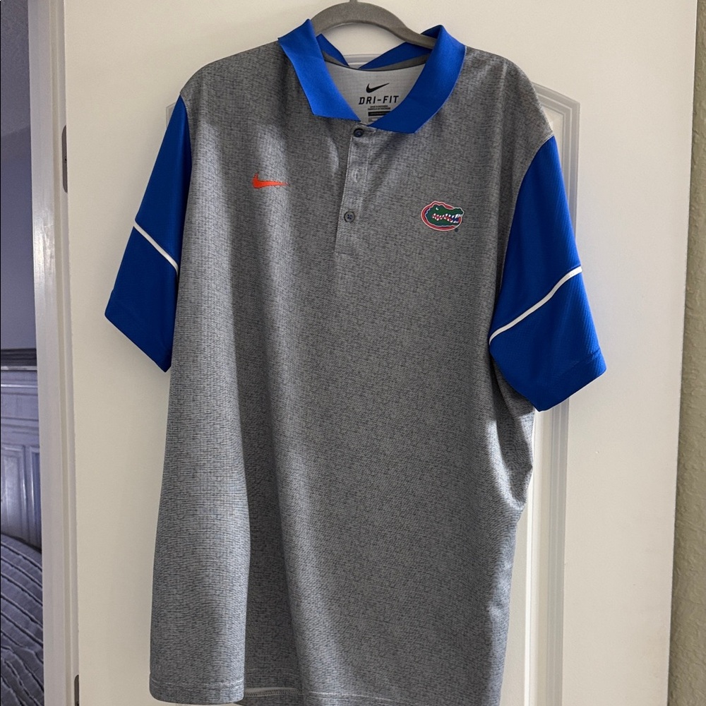 Nike Men's Florida Gator Polo Shirt in Gray and Blue size xxl